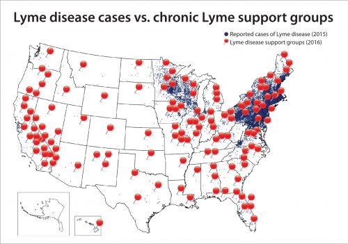 The different geography of Lyme vs chronic Lyme