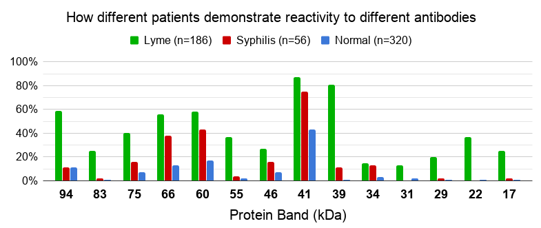 Antibodies in Lyme, normal, and syphilis patients